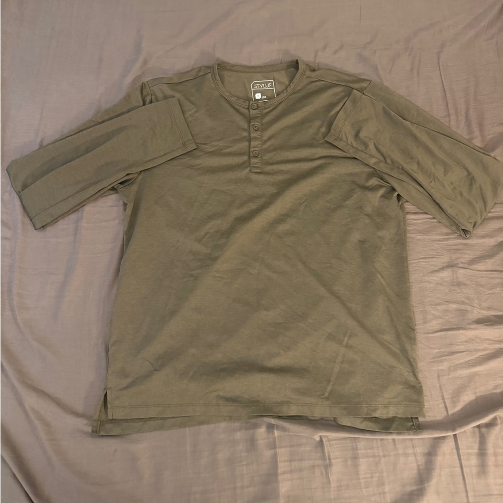STYLUS Sage Green Long Sleeve Henley